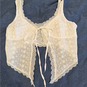 Lace Tie-Front Crop Top